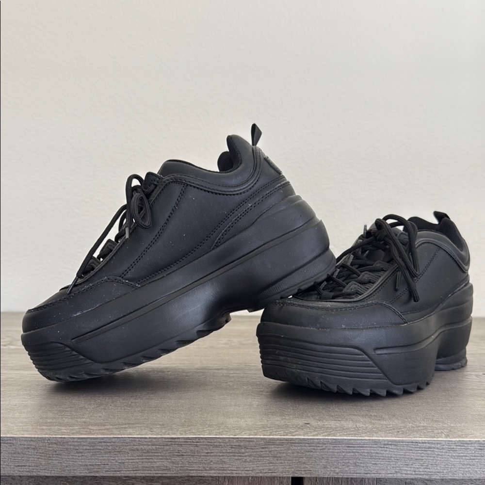 Zara Black Chunky Platform Sneakers
